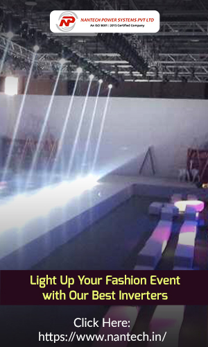 Empty fashion runway podium stage interior with spotlights that portrays the concept of Uninterrupted power supply.